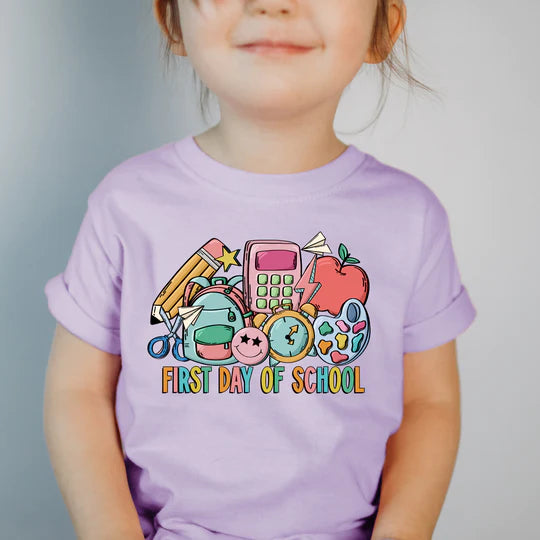 First day of school - pink supplies - 1