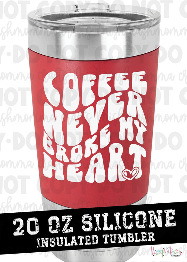 20 oz tumbler - Coffee never broke my heart - 1