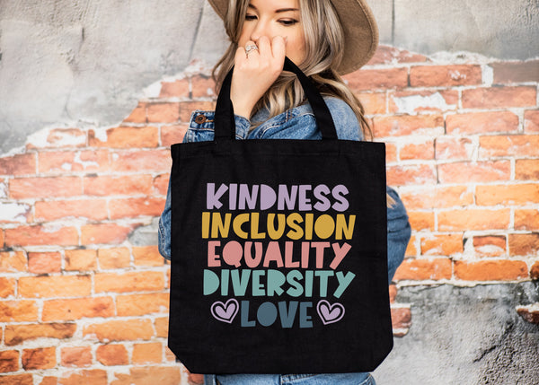 Kindness inclusion equality diversity love tote bag - 1