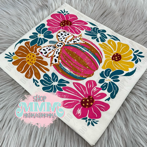 White floral pink pumpkin