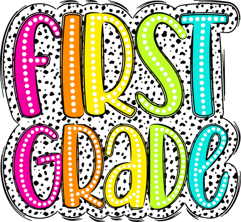 Dalmatian dot and neon letters