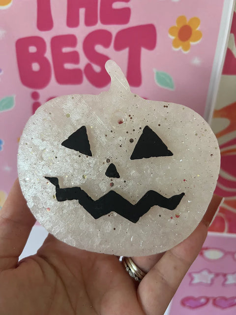 White sparkle jack-o-lantern- pumpkin souffle