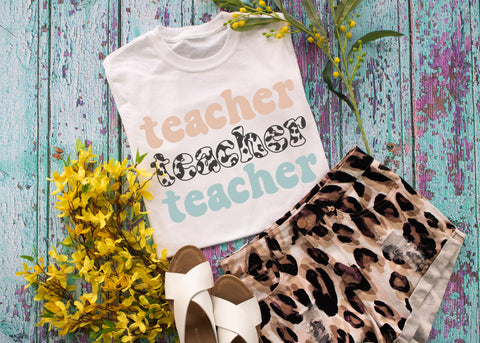 Pastel and cow print teacher