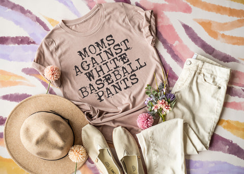 Moms against white baseball pants